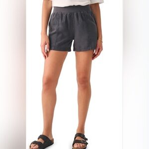 Faherty Arlie Short Womens Medium Faded Black Classic Linen Tencel Pockets